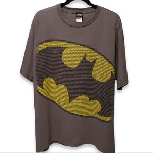 Vintage Batman T Shirt Mens Size XL Gray Yellow Bat Signal Warner Bros Vtg Tee